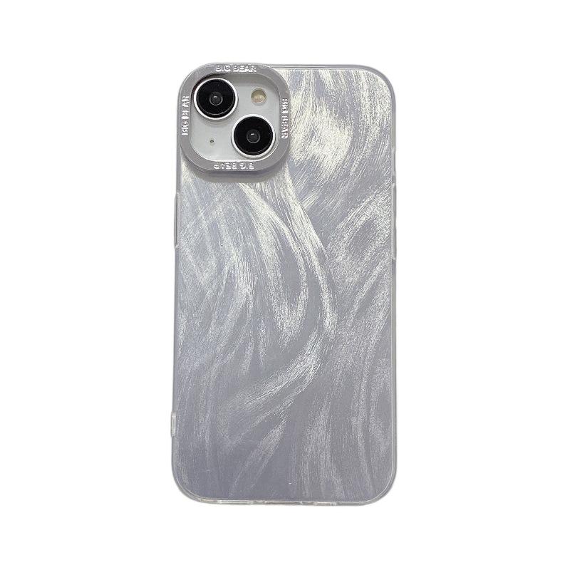 Applicable To Apple 16PRO Protective Case 11 Electroplated Frame Feather Yarn Business Mobile Phone Case Iphone15PRO Mobile Phone Hard Case