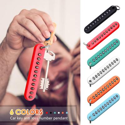 Anti Lost Phone Number Plate Car Keychain Pendant Auto Vehicle Phone Number Card Keyring Key Chain Car Interior Decoration