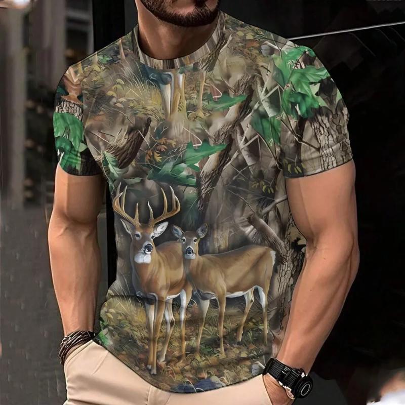 Fashion Men s Crew Neck Short Sleeve 3D Casual Color Printing Casual Short Sleeve Crew Neck T-Shirt XS