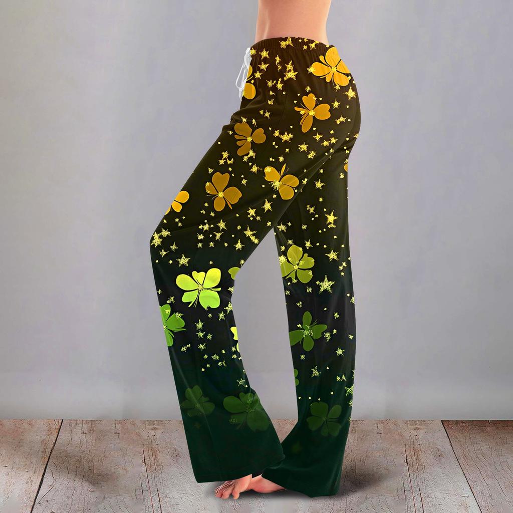 Women's Casual Fashion Comfort Pajama Pants Print Drawstring Pants Full Length Long