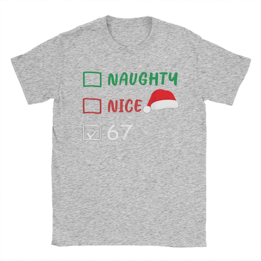 Weihnachten Nett Unartig 67 Meme Baumwoll T-Shirt für Männer Strand Vintage T-Shirts O-Ausschnitt Harajuku T-Shirt Übergröße Design Tops