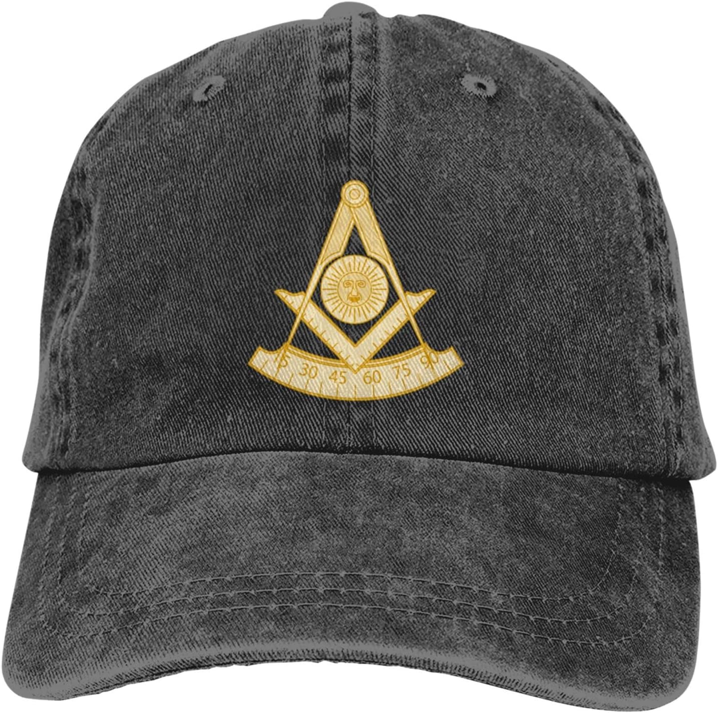 

Masonic Square and Compasses Sun Baseball Cap Cotton Washed Adjustable Casual Unisex Hat Can Be Adjusted сірий