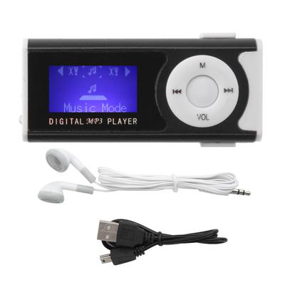 Tragbarer Sport MP3 Taschenlampe Mini Backclip LCD Mini-Bildschirm Musik Media Player(Schwarz )