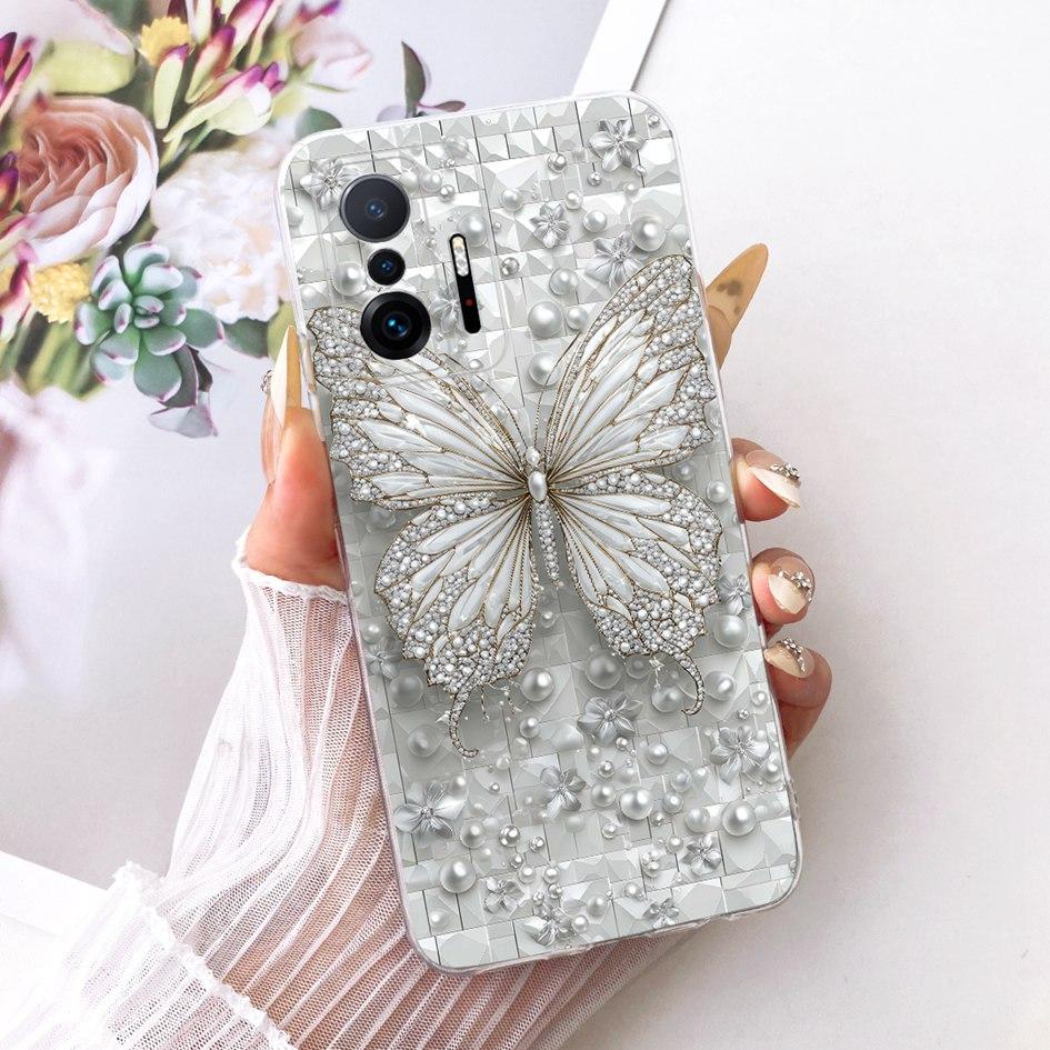 For Xiaomi 11T Pro 5G Case Transparent Silicone Fashion Flower Cover For Xiomi Xiaomi Mi 11 Pro Bumper Mi11T Mi11 Phone Case New