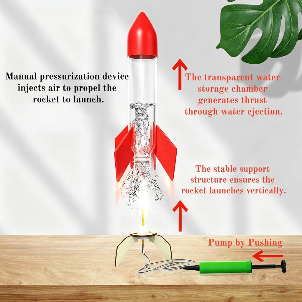 Rocket Sprinkler STEAM DIY Science Experiment Kit Physics Water Splash Outdoor Backyard Cool Fun Educational Toy Gift for Adults