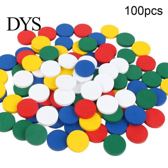 100Pcs/Set Wooden Colorful Disc Chips Mathematics Teaching Aids Children Toy