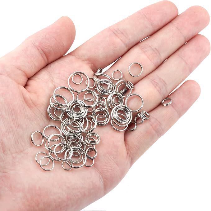 DIY Jewelry 304 Stainless Steel Open Jump & Split Rings, Double-Layer Small Horse Key Rings