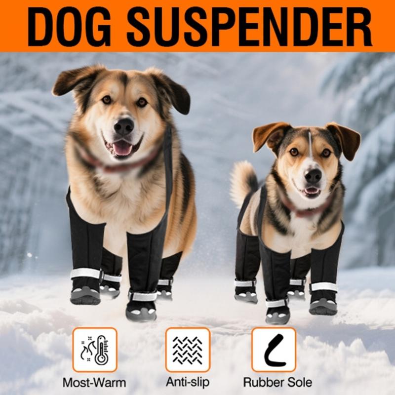 Insulated Winter Dog Boot With Reflective Straps Antislip Rubber Soles For Cold Weather Protecting