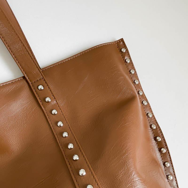 Borsa Tote in Ecopelle Borchiata Borsa a Spalla Oversize da Donna con Design Elegante Grande Capacità Borsa con Borchie