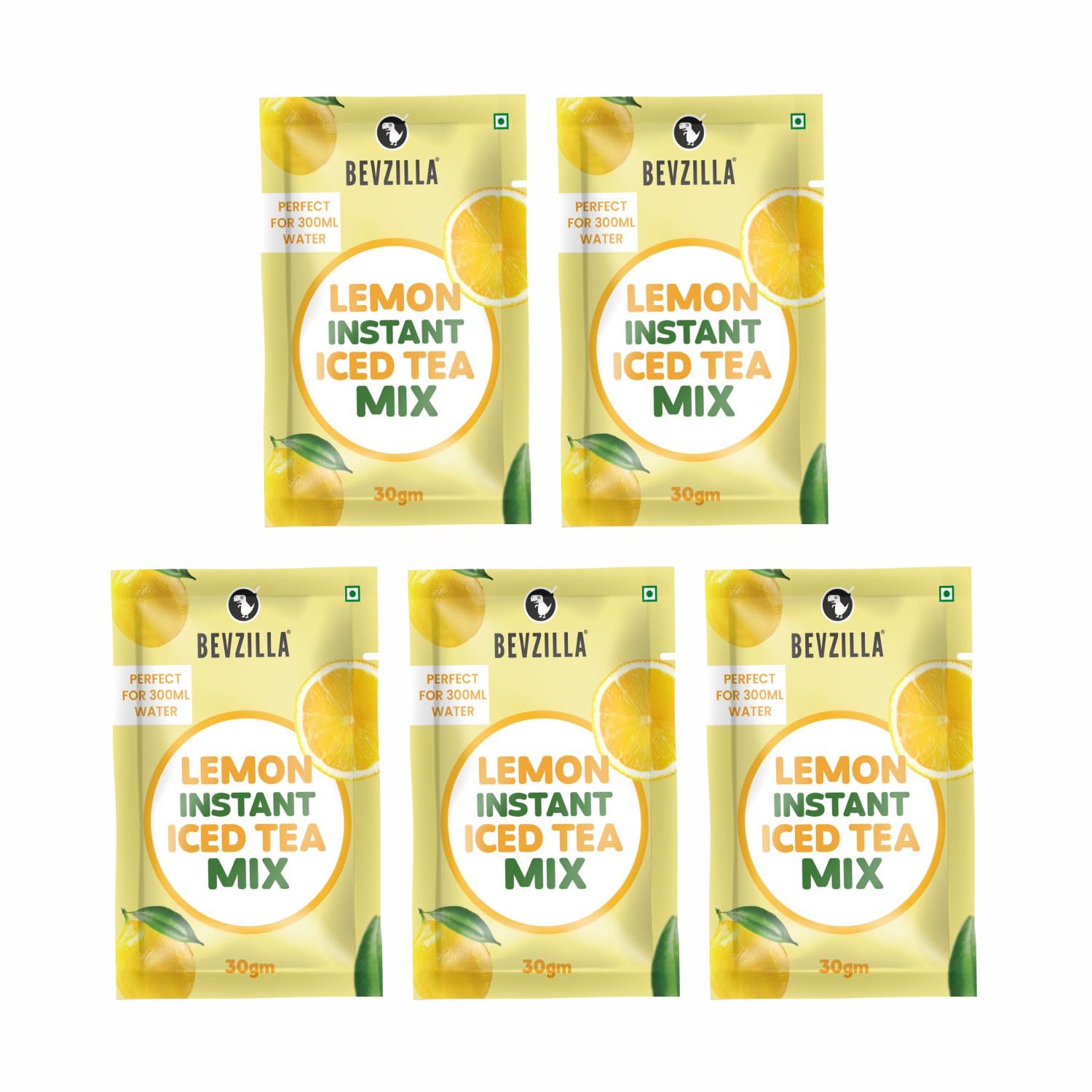 

Bevzilla Lemon Instant Iced Tea Mix - Pack of 5(30gm Each) | Zesty & Refreshing | Instant Summer Beverage|Easy to Use|Perfect for Quick Hydration