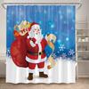 Funny Snowman Shower Curtain Set Xmas Ball Silver Pine Branches Gift Christmas Home Bathroom Decor Rug Bath Mat Toilet Lid Cover