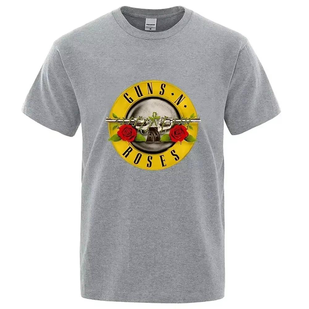 Guns N Roses Pure Cotton T Shirt  Hard  Men and Women Te Hip Hop Fashion Light Luxury Trend Street Boys Clothing Music