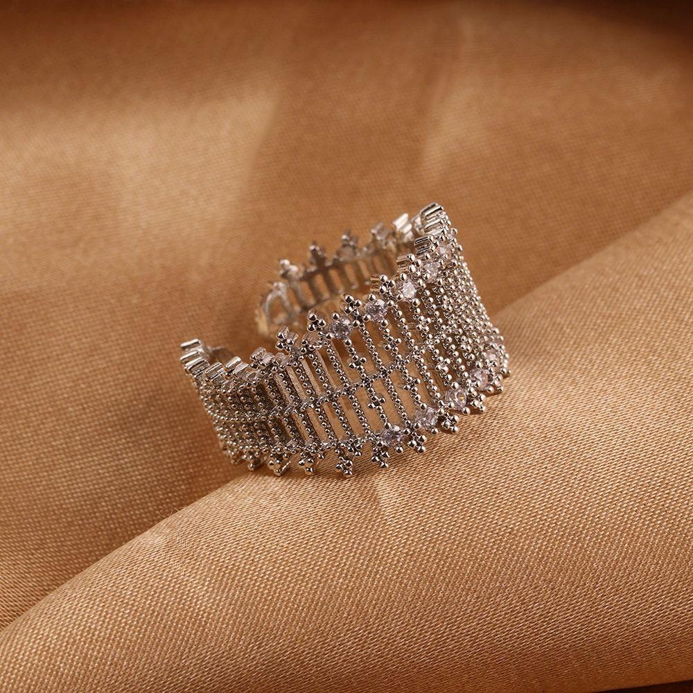 Width Geometry Hip-hop Female Finger Ring Korean Style Ring Rhinestone Ring Opening Adjustable Ring
