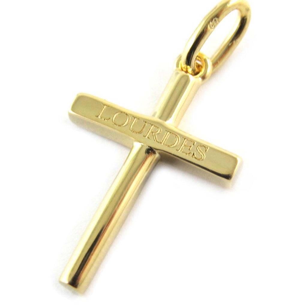 Altesse [N3334] - Gold Plated 'Cross' Pendant (Lourdes) - 22x14 Mm