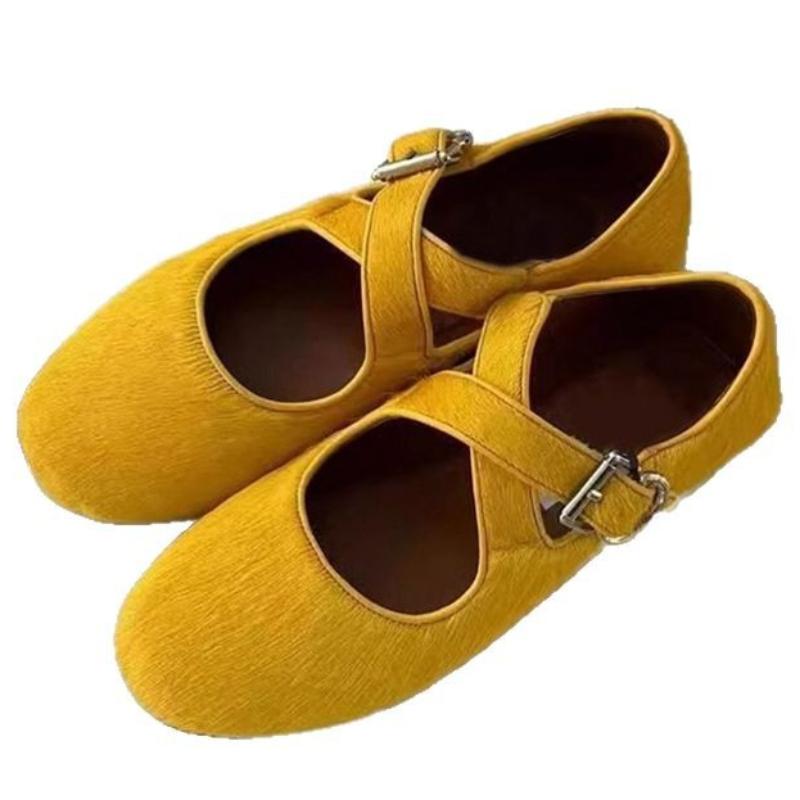 Fashion Fashion Cross Tied Round Toe Flat Sandals Satin Buckle Ballet Flats Women Simple Comfortable Slip Resistant Mary Jane Women Shoe