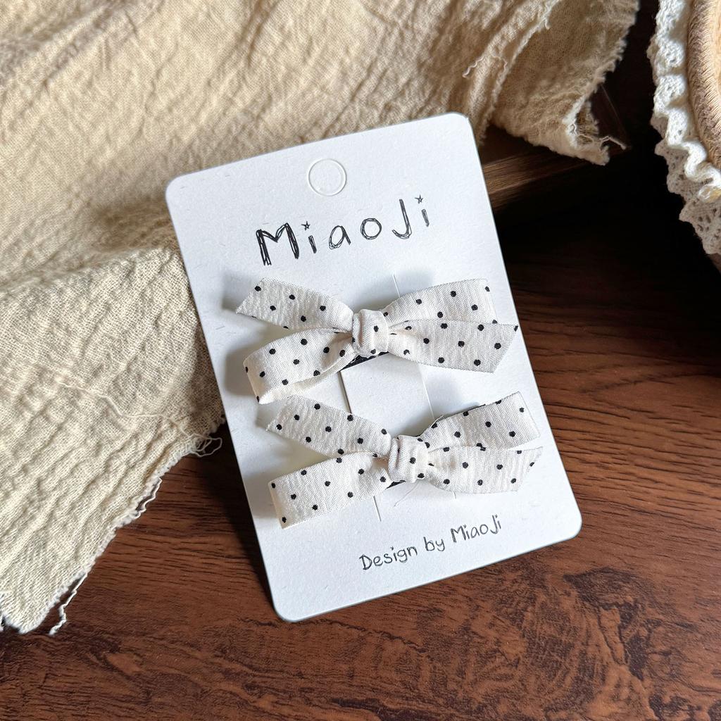 2pcs Polka Dots Love Hairpin Bow Hair Band Baby Side Bangs Korean New Girl Black and White Clip Broken Hairpin