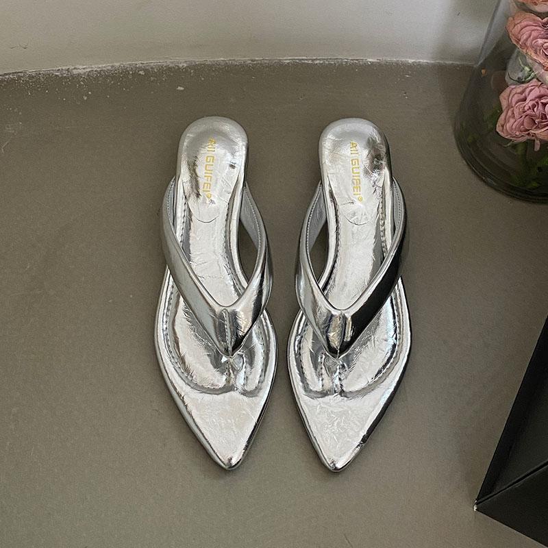 Fashion Low Heel Footwear Women Wedges Slippers Slides Sandals Shoes Fashion Pointed Toe Ladies Wedges Slippers Female Flip Flops