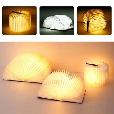 3D Folding Wooden Book Light Creative LED Night Light RGB Color USB Recharge Decor Bedroom Table Lamp for Kid Brithday Gifts Hot