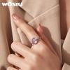 WOSTU 925 Sterling Silver Monet Dragonfly Open Ring For Women Rainbow Crystal Adjustable Rings Boho Jewelry For Everyday Wear