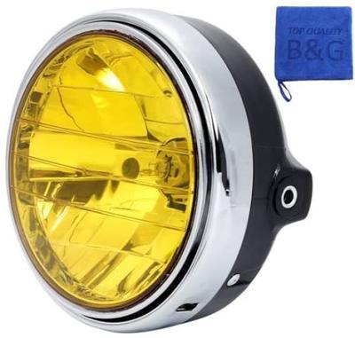 Headlight Yellow Lens CB400SF NC31 CBX400 VTR250 CB250F Motorcycle Exterior 180Pie Headlight Unit General Purpose [Efficiency Irradiation/bulb