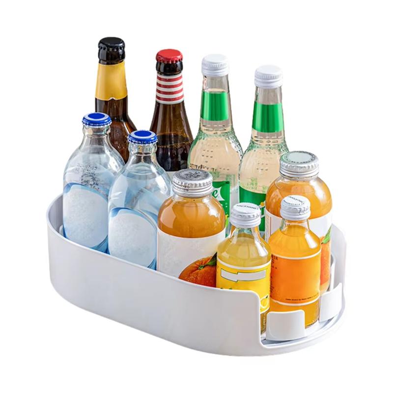

A25F-Refrigerator Organizer Turntable Rotating Storage Rack Fridge Storage Box For Cabinet Kitchen Refrigerator білий