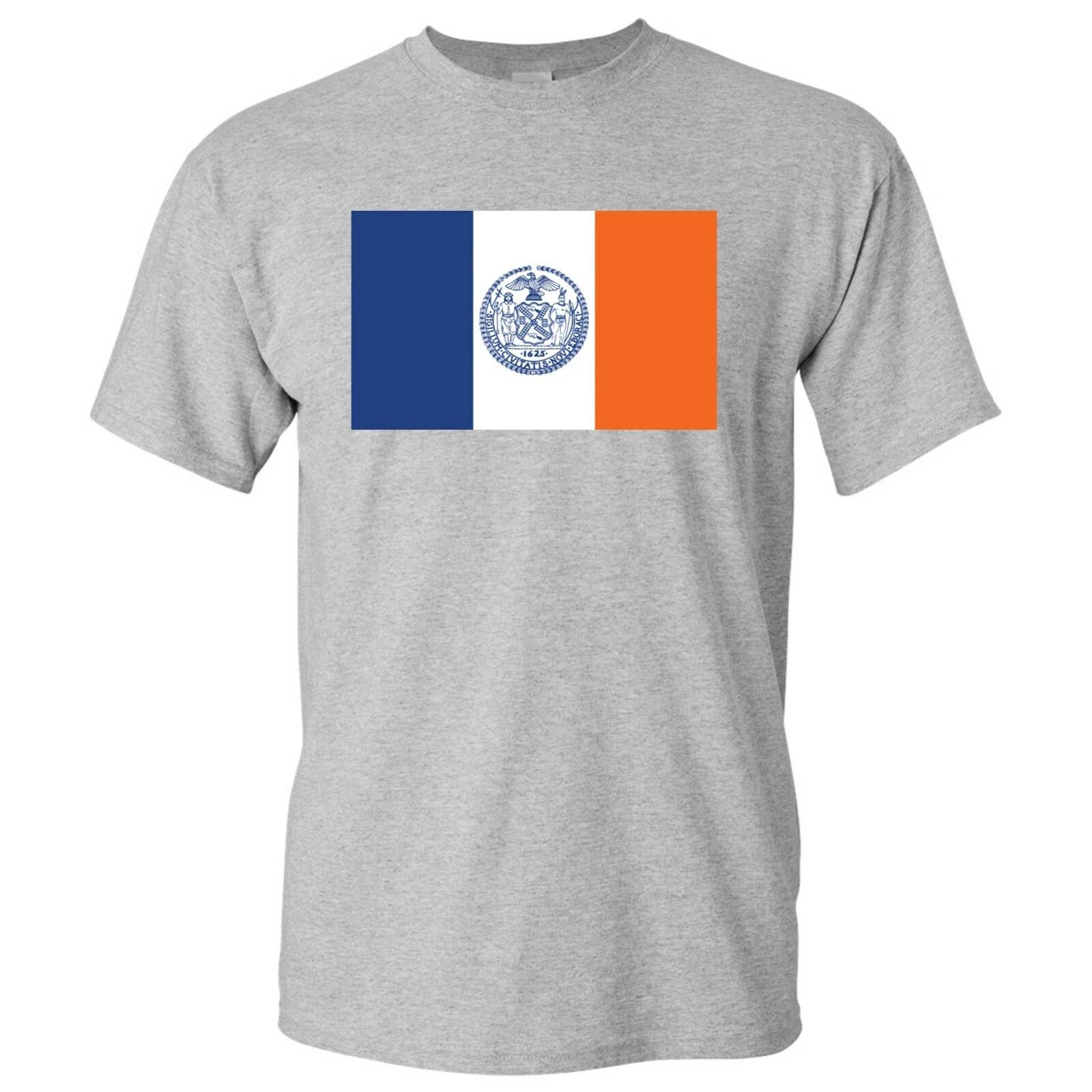 New York US City Flag Basic Cotton T-Shirt - Sport Grey L