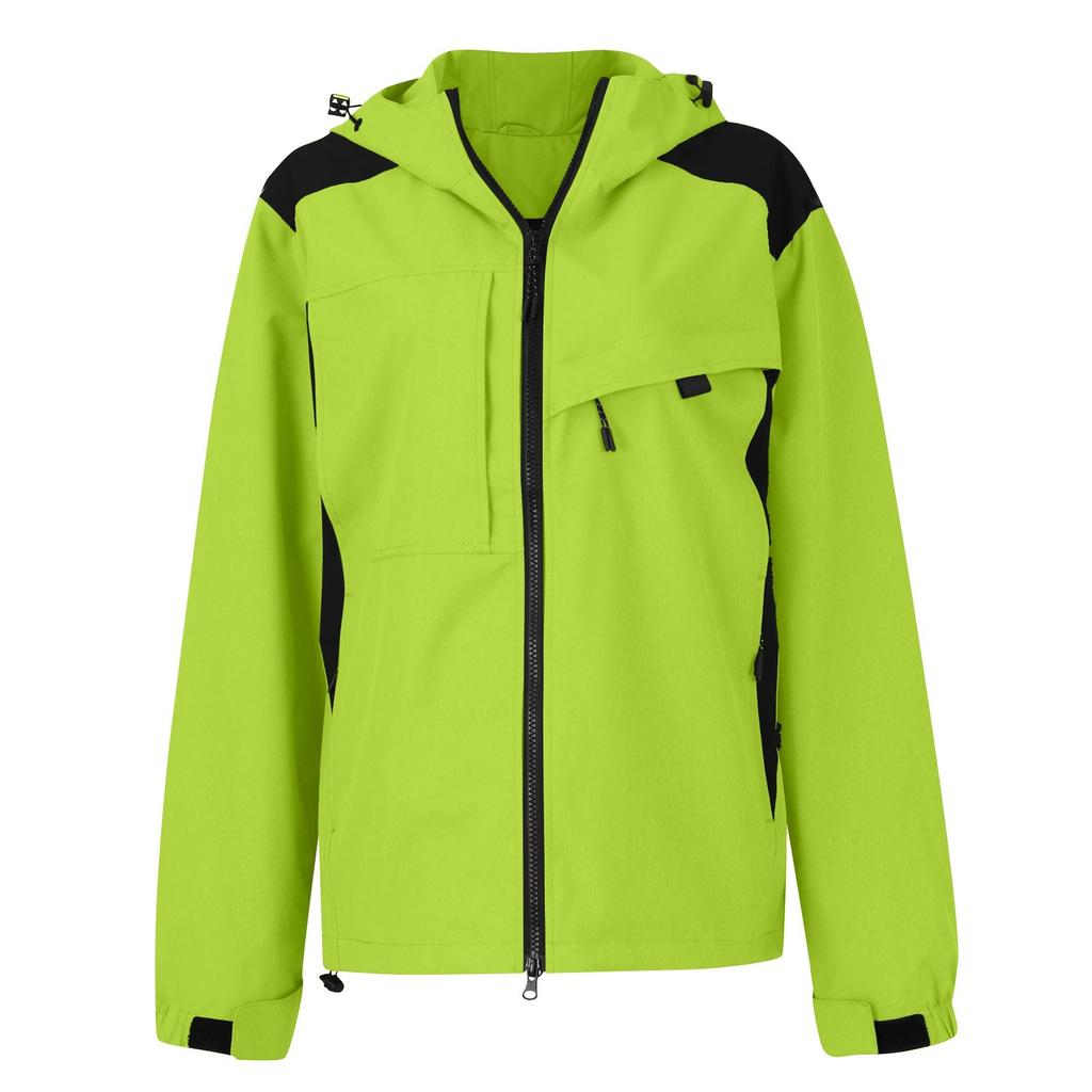 Women's Solid-color Hooded Long-sleeved Windbreaker, Mountaineering Sports Windbreaker, Jacket And Top