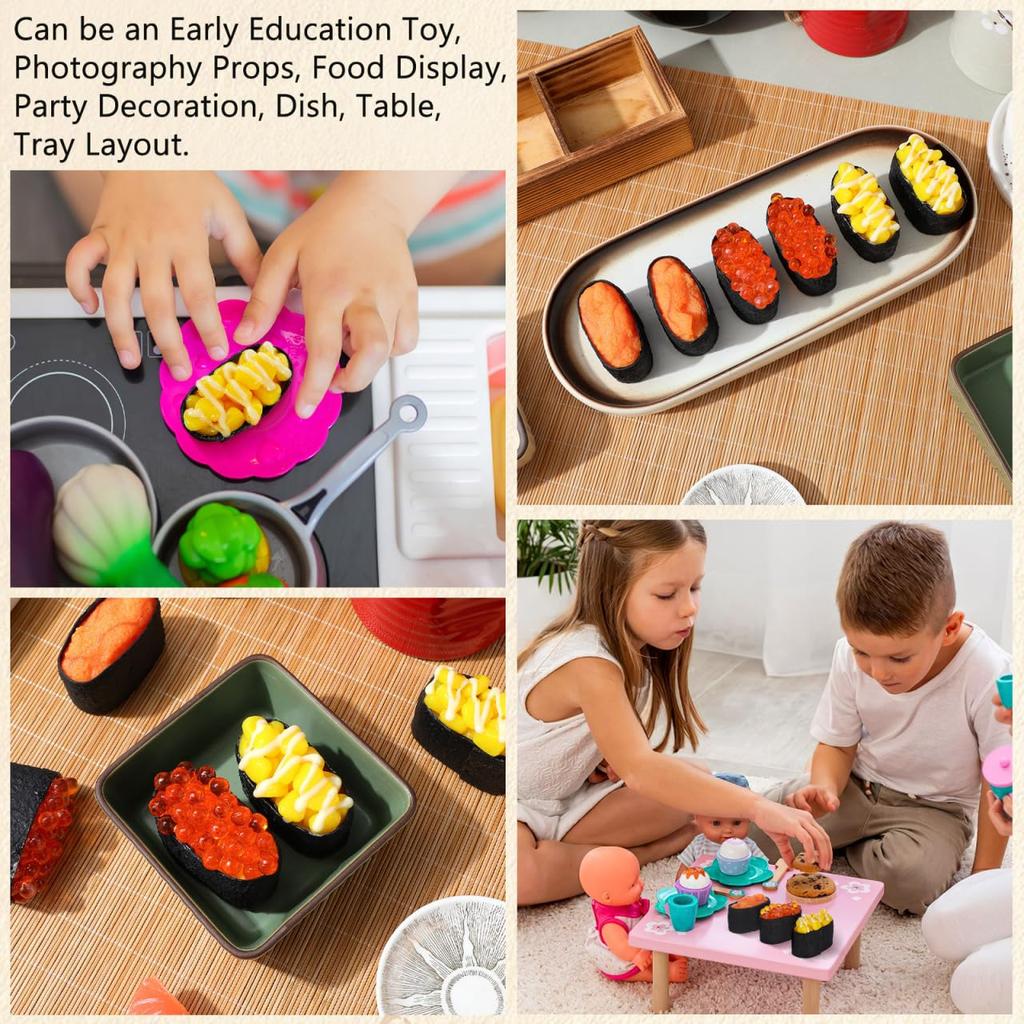 Vaguelly Set of 6 Simulation Sushi Onigiri Plastic Model Food Decorative Perfect for Kitchen and Party Decorations Models, Samples, Toys,