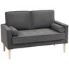 2-Seater Sofa Modern Velvet Bench 127 Cm with Thick Cushions, 2 Pillows and Tufted Seat, Grey