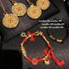 Gold Cloisonné Pendant Necklace & Auspicious Gourd Bracelet with Eight Treasures Design