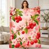 Cherry Blossom Cherries Coral Fleece Blanket Floral Fruit Decor