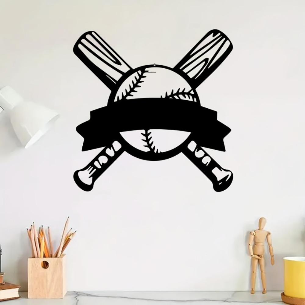 1pc Dynamic Baseball Bat Swing Metal Wall Art, Weatherproof Iron Statue for Garage Backyard Fence Indoor Outdoor Gift for Sports Fan Room Decor