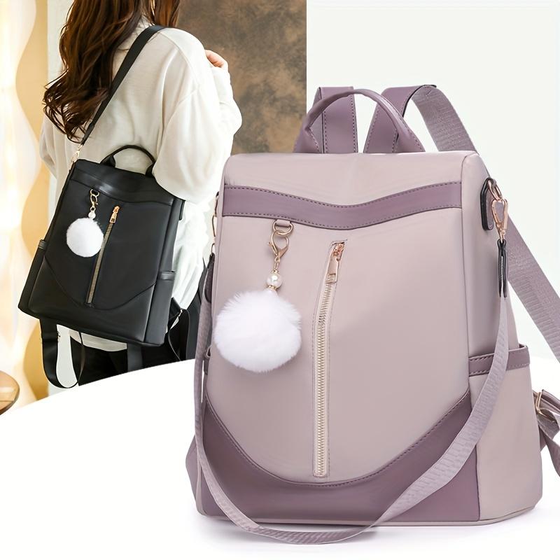Mochila Elegante para Mujer Mochila de Gran Capacidad Nailon Resistente al Agua y Múltiples Bolsillos Mochila Moderna para Escuela, Viaje, Uso Diario