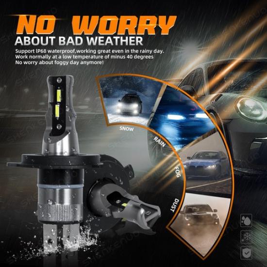 For Kia Spectra 2004-09 2x H4 LED Headlight Kit Bulbs High Low Beam 6500K White