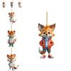 Adorable Cartoon Fox Acrylic Flat Christmas Tree Ornament For Car Interior Decoration