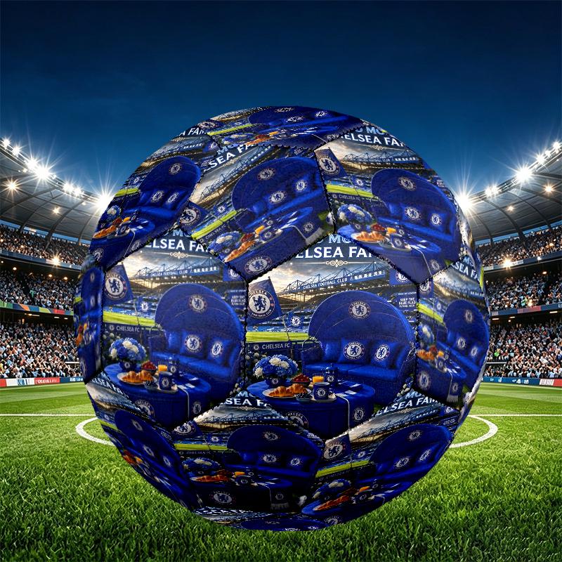 Chelsea F.C. Aufdruck Größe 5 Fußball, PU Abriebfester Fußball für Spieltraining und tägliches Üben, Geburtstagsgeschenk für Fußballfans
