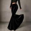 Women's High Waist Flared Pants, Elastic Waist Color Loose Casual Trousers