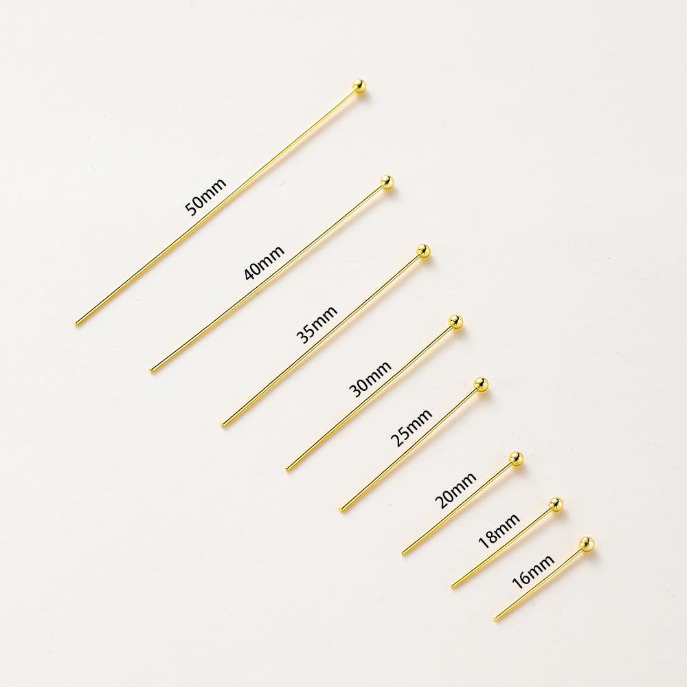 14k Copper-Plated Round Head Pins for DIY Jewelry - Gold Retention Ball Pins for Earrings and Pendants