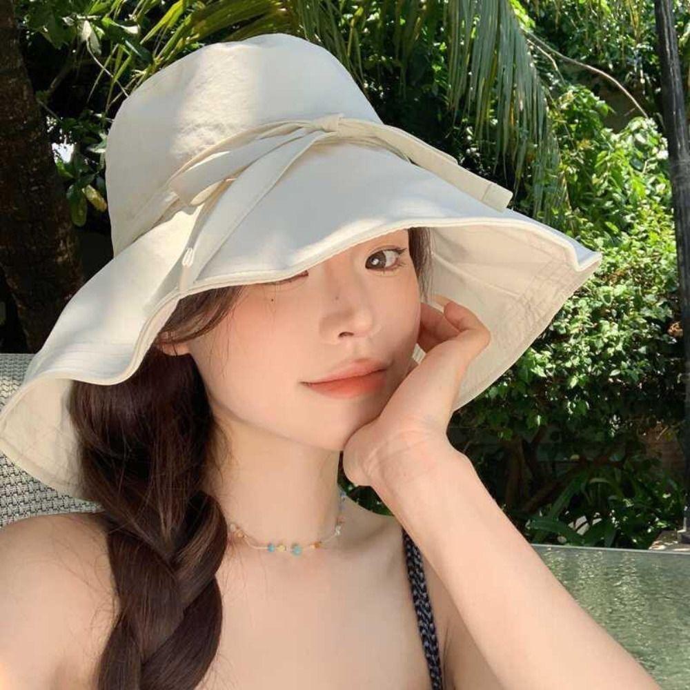 Wide Brim Cover Sunshade Basin Hat Sunshade Outdoor Fishing Cap Lace-up Fisherman Hat Summer