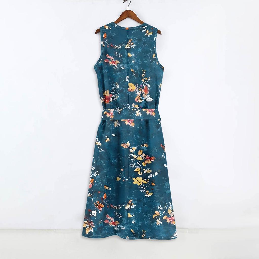 Robe Boho Sans Manches Pour Femmes Décontractée Coupe Ample Robe d'Été Imprimée