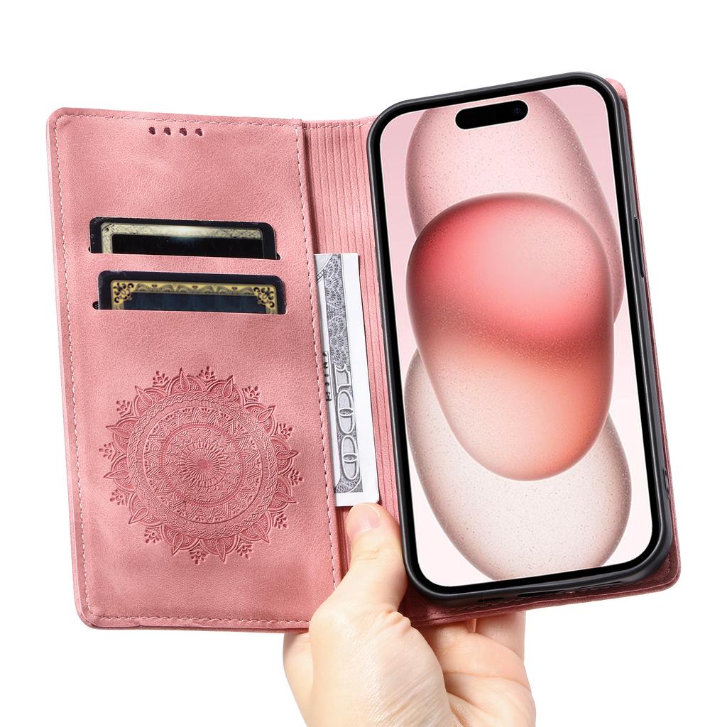Style-010 For iPhone 16 Case Magnetic Closing Leather Phone Cover Pattern Imprinted