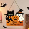 Festive Hanging Decoration for Friends Halloween Door Sign with Hemp Rope Lanyard, Pumpkin Ghost Printed Wooden Plaque, Front Wall Art Porch