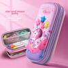 Estojo de Lápis de Camada Dupla 3D - Bolsa de Papelaria de Grande Capacidade para Alunos do Ensino Fundamental