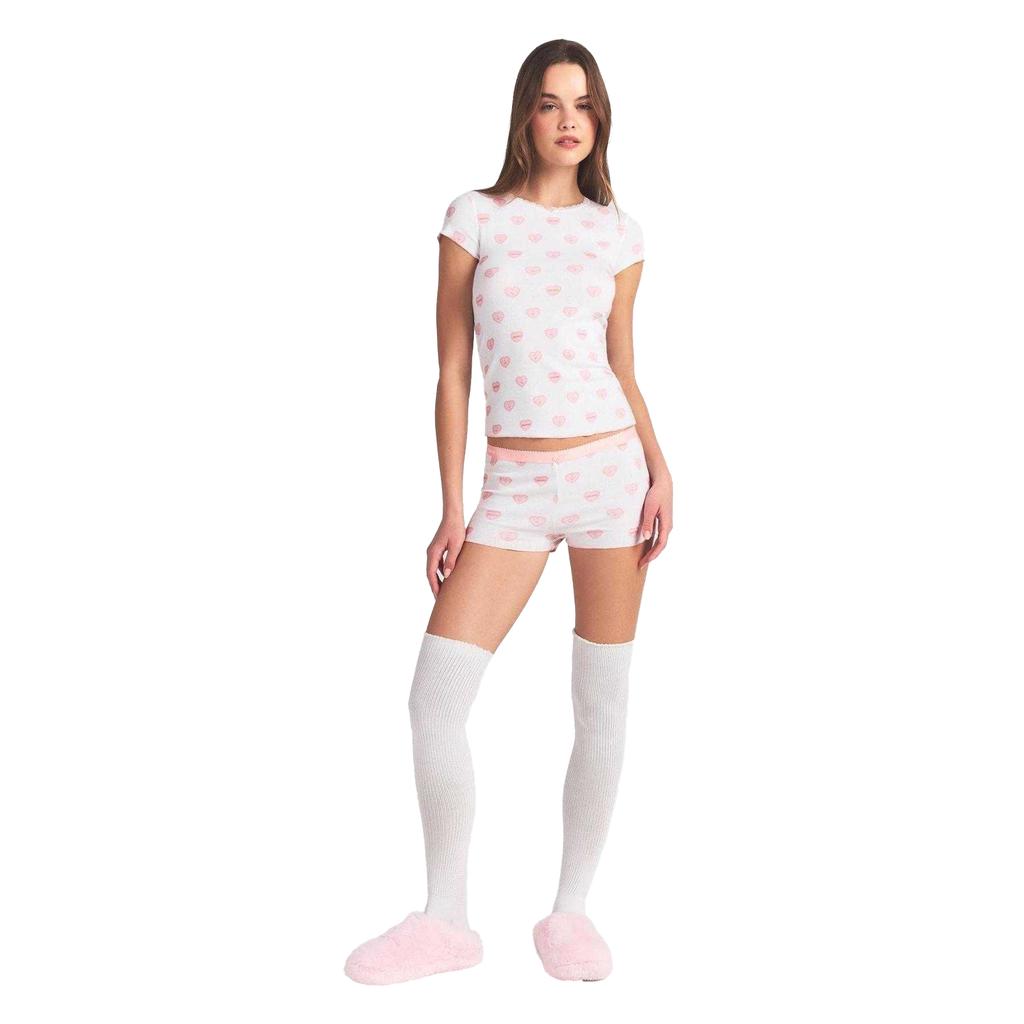 Skims Womens/Ladies Hearts Pointelle Top & Shorts Set