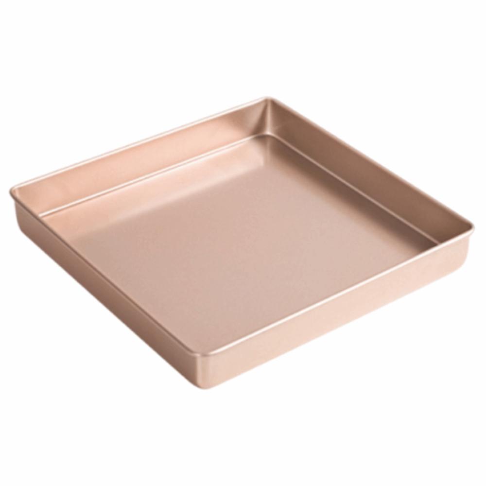 

Champagne Square Baking Pan Nonstick Pizza Baking Tray Sturdy Swiss Roll Mold Pastry Baking 22.2x22.2x4.2cm бежевий