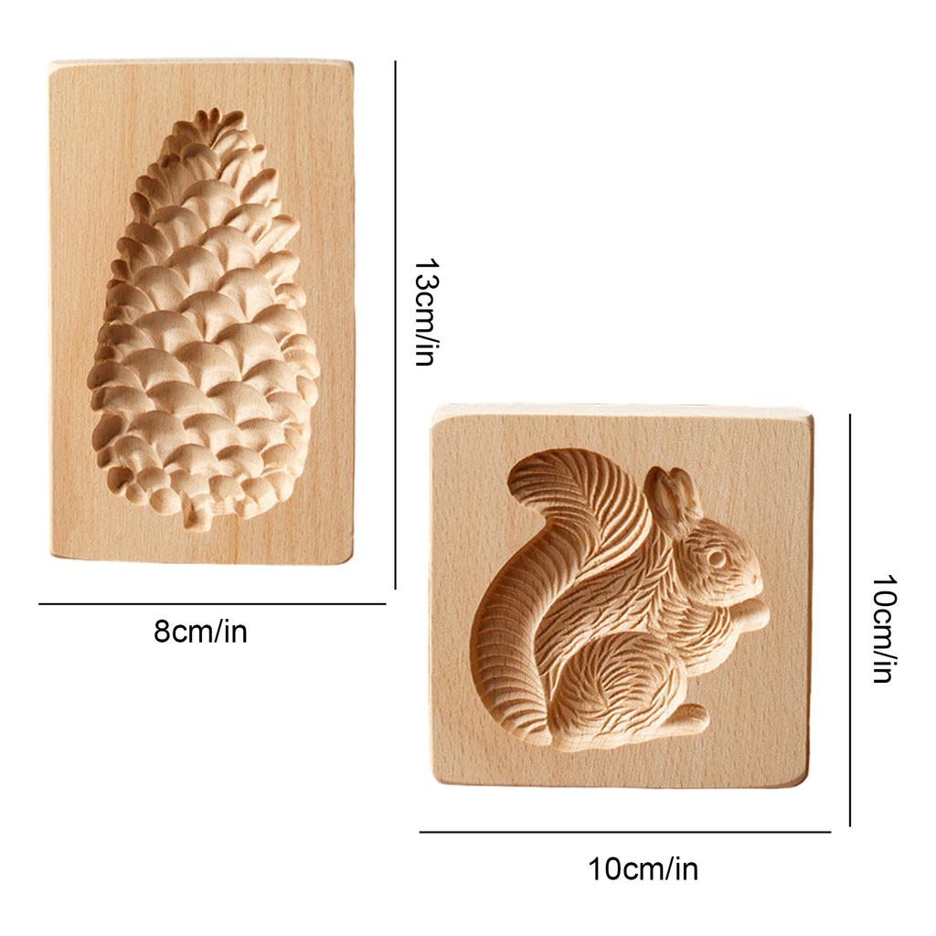 2/3PCS Christmas Wooden Cookie Molds Wooden Cookie Biscuit Molds Carved Wooden Biscuit Cutter for Kitchen DIY Decorating Tool