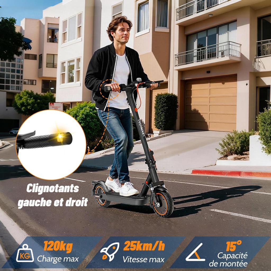 TODIMART T6S Foldable Electric Scooter for Adults – 650W Peak Motor, 30KM Range, 36V 7.8Ah Battery, with Turn Signals, Suspension