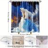 1pc Polar Bear Shower Curtain - Arctic Landscape Design with Ice Floes & Mountains, Durable Polyester Fabric, 70.8x70.8 Inches,