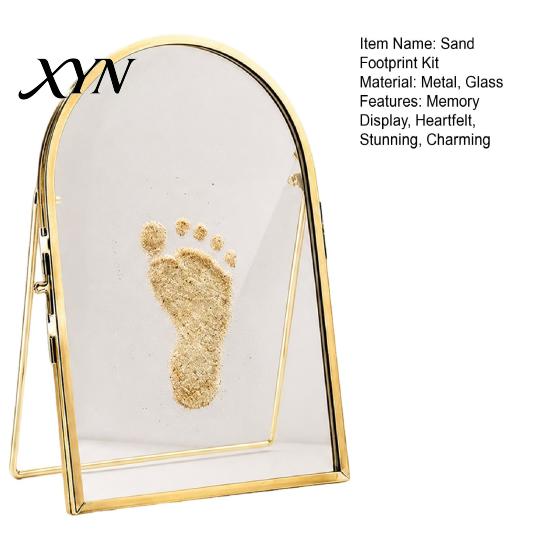 Nursery Decor Gift Baby Pet Keepsake Frame, DIY Sea Sand Newborn Hand Footprint Kit, Paw Print Craft Kit Metal Pressed Picture Floating Cat