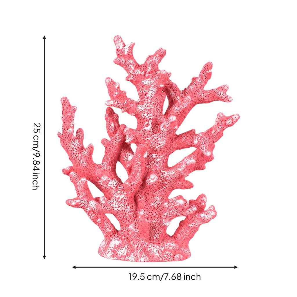 Branching Coral Ornament Stable Artificial with Base Textured for Home Décor, Tabletop